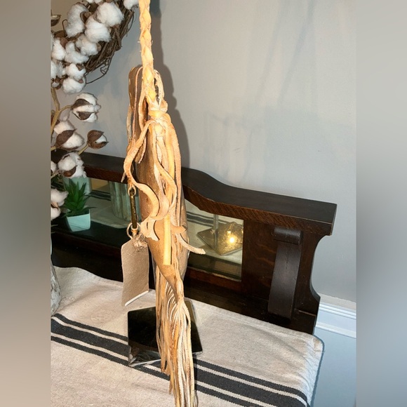 NWT Bed Stu SANDY LANE Tan Rustic White BFS Fringe Hobo Crossbody Bag MSRP $205 - Picture 8 of 11